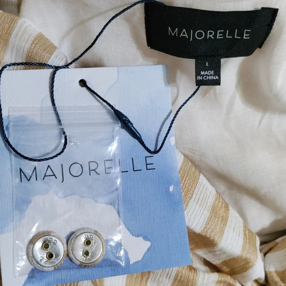 NWT MAJORELLE Joel Midi Dress in Gold Check Size Large - Picture 4 of 5